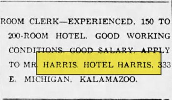 Hotel Harris - May 20 1955 Ad (newer photo)